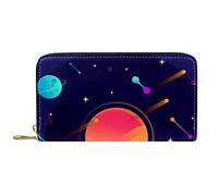 DJNGN Cartera Piel Piel Cremallera Monedero Largo Galaxy Universe Planet