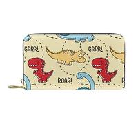 DJNGN Cartera Piel Piel Cremallera Monedero Largo Hand-Drawn-Dinosaur-Pattern