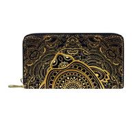 DJNGN Cartera Piel Piel Cremallera Monedero Largo Mandala Sea Turtle