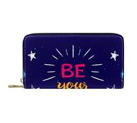 DJNGN Cartera Piel Piel Cremallera Monedero Largo Morado Be Your Owe Hero
