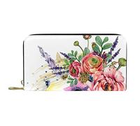 DJNGN Cartera Piel Piel Cremallera Monedero Largo Unicornio Caballo Floral