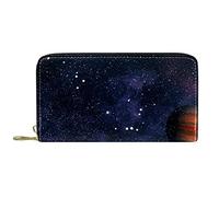 DJNGN Cartera Piel Piel Cremallera Monedero Largo Universe Planet