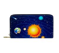 DJNGN Cartera Piel Piel Cremallera Monedero Largo Universe Planet