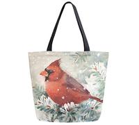 DJNGN Chic Winter Cardinal Bird Print Extra Large Canvas Beach Travel Reutilizable Supermercado Shopping Tote Bag Bolso plegable Portable Storage HandBags