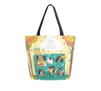 DJNGN Cute Animals Travelling Canvas Tote Bag Bolsas de comestibles reutilizables Tote Carrying Bag con asas