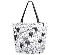 DJNGN Cute Cartoon Black White Cats Pattern Extra Large Canvas Market Beach Travel Reutilizable Supermercado Shopping Tote Bag Almacenamiento portátil Bolsos