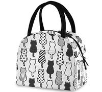 DJNGN Cute Cartoon Floral Cats Kitten Reutilizable Lunch Tote Bag, Bolsa de contenedor térmica aislada para el regreso a la escuela Trabajo Picnic Viajes Pesca Playa