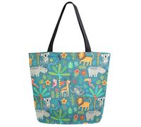 DJNGN Cute Cartoon Koala Birds Deer Lion Animal Extra Large Canvas Shoulder Tote Top Handle Bag para Gym Beach Weekender Travel Shopping