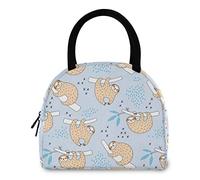 DJNGN Cute Cartoon Sloth on Branch Bolsa de almuerzo reutilizable con bolsillo frontal Cierre de cremallera Bolsa térmica aislada para el trabajo escolar Picnic Viajes Playa Pesca