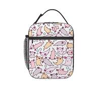 DJNGN Cute doodles Axolotl Pattern Lunch Bag Tote Bag Lunch Bag para mujeres Lunch Box Contenedor de almuerzo aislado, Negro, Talla única