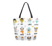 DJNGN Cute Kids Animals Cartoon Canvas Tote Bag Reutilizable Grocery Bags Tote Bolsa de transporte con asas