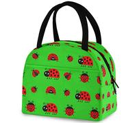 DJNGN Cute Ladybug Childish Floral Reutilizable Lunch Tote Bag, Bolsa de contenedor térmica aislada para el regreso a la escuela Trabajo Picnic Viajes Pesca Playa