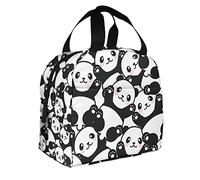 DJNGN Cute Panda Pattern Durable Lunch Box Lovely Pet Cartoon Animal Bear Zoo Wild Funny Modern Art Texture Bolsa de almuerzo reutilizable para excursiones de un día Playas Deportes