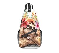 DJNGN Cute Sloth Leaves Crossbody Chest Bag, bandolera, mochila de senderismo al aire libre de fin de semana, adecuada para hombres y mujeres