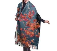 DJNGN Deer Horns Nature Trees Water Maple Leaf Cashmere Scarf for Women Men Lightweight Unisex Fashion Soft Winter Scarves Fringe Shawl Wraps