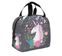 DJNGN El unicornio es una bolsa de almuerzo con aislamiento grande real Rainbow Cartoon Fairy Star Floral Magic Animal Cool Quote Womens Lunch Box para el trabajo Senderismo Picnic