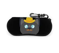 DJNGN Estuche blando para gafas de sol con icono de dibujos animados de gato, ultraligero, portátil, con cremallera de neopreno y Clip para cinturón, estuche para gafas