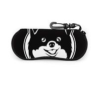 DJNGN Estuche suave para gafas de sol con icono de cabeza de perro, cremallera de neopreno portátil ultraligera con Clip para cinturón, estuche para gafas