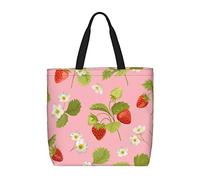 DJNGN Flores de fresa bayas silvestres hojas casual bolso de hombro bolso reutilizable compras viaje bolsa de comestibles regalos para las mujeres
