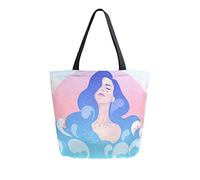 DJNGN Goddess Of The Sea Canvas Tote Bag Tote Carrying Bag Bolso de hombro para ir de compras Bolsa de viaje Bolsas de comestibles reutilizables