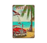 DJNGN Havana Beach Pintura de hierro retro Letrero de metal vintage Cartel de chapa Arte colgante Cafetería Bar Club Cartel Placa para el hogar Cocina Jardín Garaje Arte de la pared Decoración 8"x12"i