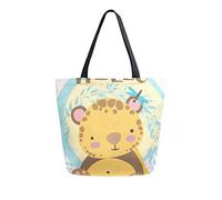 DJNGN Hello Animal Canvas Tote Bag Bolsas de comestibles reutilizables Bolsa de transporte con asas