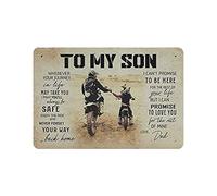 DJNGN Hijo Idea de regalo Papá a mi hijo Motocross Retro Metal Sign Wall Tin Posters Home Wall Art Bar Cafe Baño Cocina Garaje Jardín Granja Hombre Cueva Decoración Regalos novedosos