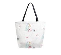 DJNGN Holiday Cute Animals Deer Canvas Tote Bag Reutilizable Grocery Bags Tote Bolsa de transporte con asas