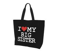 DJNGN I Love My Big Sister - Bolso de lona ligero para mujer, reutilizable, color negro