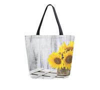 DJNGN La bolsa de asas de la lona del girasol floral de la planta reutiliza la bolsa de transporte de las bolsas del ultramarinos con las manijas