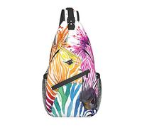DJNGN Lindo bolso de pecho cruzado de cebra colorido, bolso de hombro, mochila de senderismo al aire libre de fin de semana, adecuado para hombres y mujeres