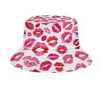 DJNGN Love Lips Red Bucket Hat Pescador Sombrero Travel Beach Sun Hat Cap