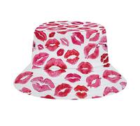 DJNGN Love Lips Red Bucket Hat Pescador Sombrero Travel Beach Sun Hat Cap