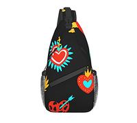 DJNGN Love Sacred Heart Crossbody Chest Bag, bandolera, mochila de senderismo al aire libre de fin de semana, adecuada para hombres y mujeres