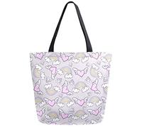 DJNGN Love with Wings Rainbow Bolsa de compras reutilizable de comestibles Bolsa de lona Bolsa grande plegable lavable Bolso de hombro para mujer