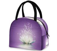 DJNGN Magic Beautiful Lotus Purple Bolsa de almuerzo reutilizable, bolsa de contenedor térmica aislada para el regreso a la escuela, trabajo, picnic, viajes, pesca, playa