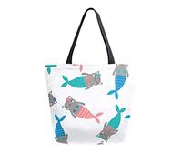 DJNGN Magic Cute Mermaids Canvas Tote Bag Reutilizable Grocery Bags Tote Bolsa de transporte con asas