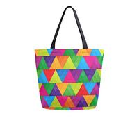 DJNGN Modern Rainbow Triangles Canvas Tote Bag Reutilizable Bolsas de comestibles Tote Bolsa de transporte con asas