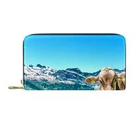 DJNGN Monedero Cuero Cuero Cremallera Monedero Largo Ganado Montaña Hermoso