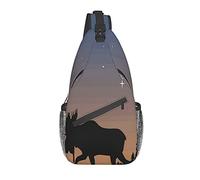 DJNGN Moose Mountain Pine Tree Wilderness Crossbody Chest Bag, Bandolera, Mochila de senderismo al aire libre de fin de semana, adecuada para hombres y mujeres