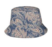 DJNGN Paisley Floral Oriental Étnico Unisex Bucket Hat, Sombrero de Pescador Empacable para Mujeres Hombres, Reversible Summer Outdoor Cap Black