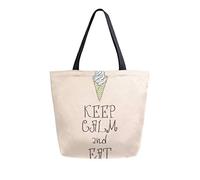 DJNGN Palabras divertidas inspiradoras con helado Bolsa de lona Bolsa de transporte Bolsa de hombro para compras Bolsa de viaje Bolsas de comestibles reutilizables