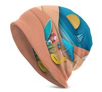 DJNGN Paper Cut of Sea View en Summer Beanie Hat para Hombres y Mujeres Winter Warm Hats Black