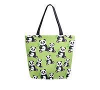 DJNGN Patrón con lindo panda sentado Bambo Canvas Tote Bag Bolsas de comestibles reutilizables Tote Carrying Bag con asas