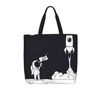 DJNGN Rocket Astronaut Casual Bolso de hombro bolso reutilizable compras viaje bolsa de comestibles Tote regalos para mujeres
