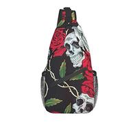 DJNGN Rose Skull Eyes Crossbody Chest Bag, Bandolera, Mochila de senderismo al aire libre de fin de semana, adecuada para hombres y mujeres