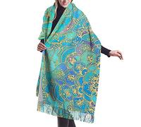 DJNGN Sapphire & Jade Stained Glass Mandalas Cashmere Scarf for Women Men Lightweight Unisex Fashion Soft Winter Scarves Fringe Shawl Wrap