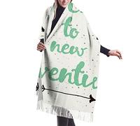 DJNGN Say Yes to New Adventures Quotes Antlers Cashmere Scarf for Women Men Lightweight Oversized Fashion Soft Winter Scarves Fringe Shawl Wrap