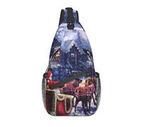 DJNGN Snow Night Santa And Deer Crossbody Chest Bag, Bandolera, Mochila de senderismo al aire libre de fin de semana, adecuada para hombres y mujeres