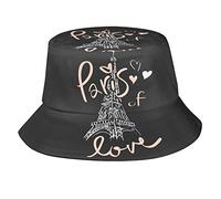 DJNGN Sombrero de Pescador Eiffel Towel of Love para Mujeres y Hombres, Sombrero de Pescador Empacable a la Moda para Viajes, Vacaciones en la Playa
